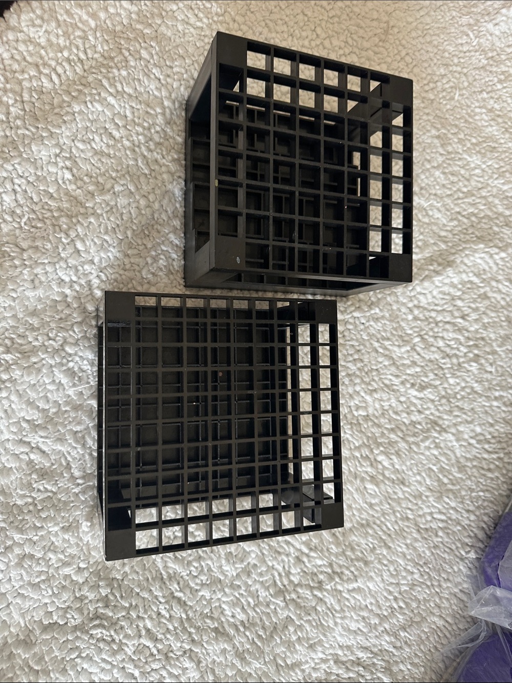 Black Grid Plastic Organizer Cubes - Set of 2